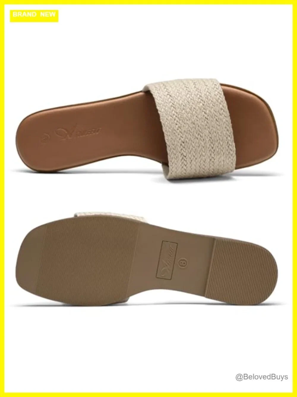Square Toe Raffia Slide Sandals Women Dressy Flat Summer Slip On